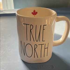 * Rae Dunn White Ceramic Mug with Red Maple Accent
